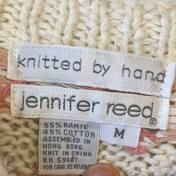 Vintage Jennifer Reed Hand Knitted Floral Oversize Sweater Sz Medium - Picture 7 of 12